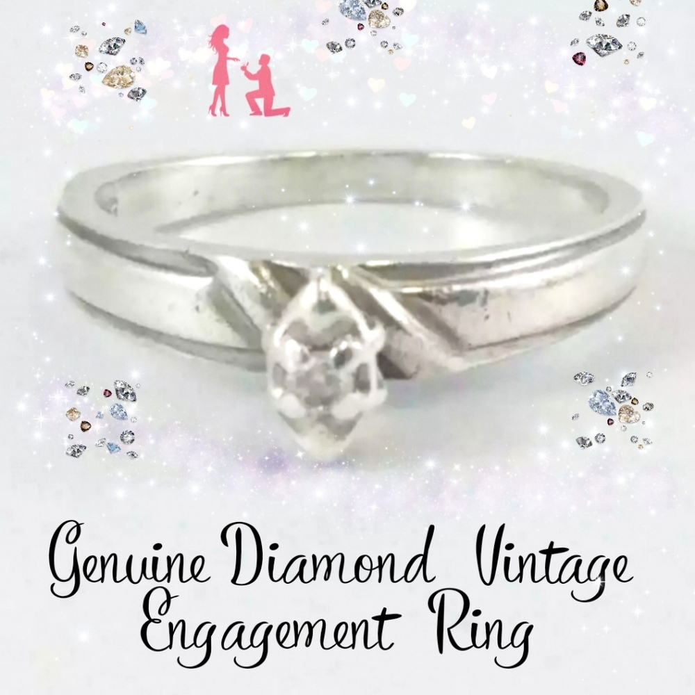 Sale Genuine Diamond Minimalist Engagement Ring. Simp… - Gem